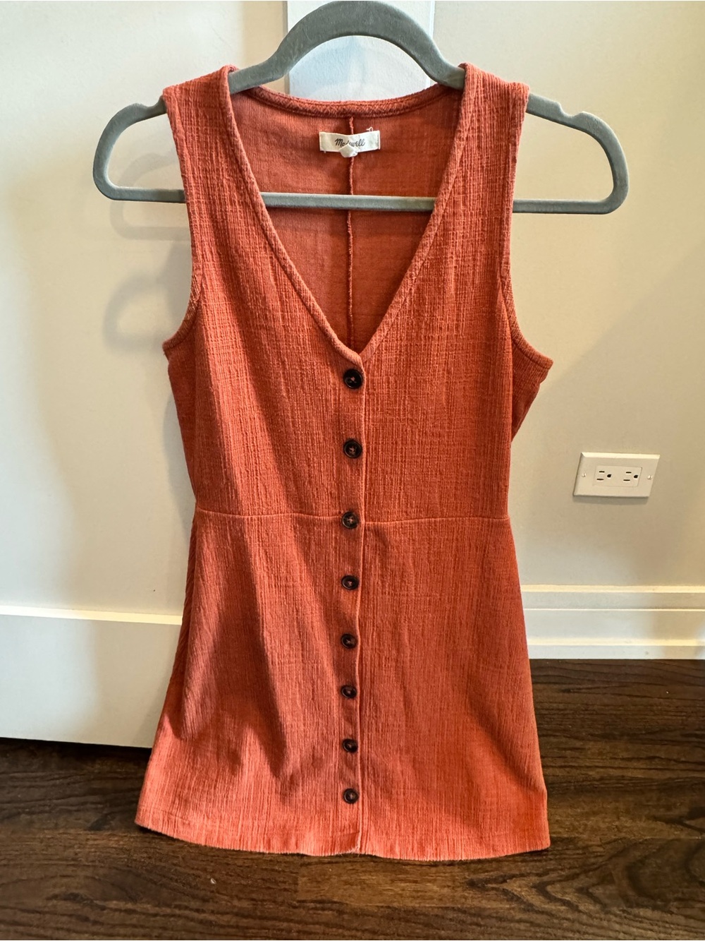 Madewell Rust Button-Front Mini Dress